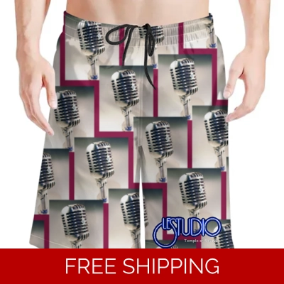 Le Studio TOS Elvis Mic Custom 3D Men's Beach Shorts